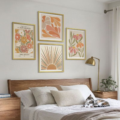 Ensemble de 4 tableaux Tournesols pastel