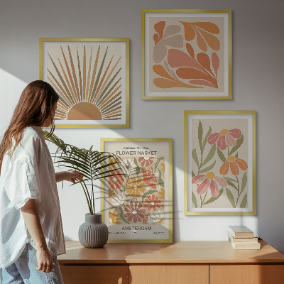 Ensemble de 4 tableaux Tournesols pastel