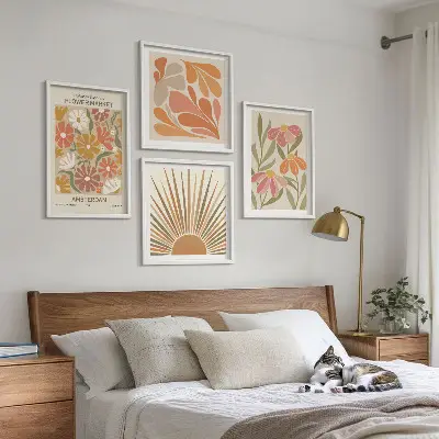 Tournesols pastel ensemble de 4 tableaux
