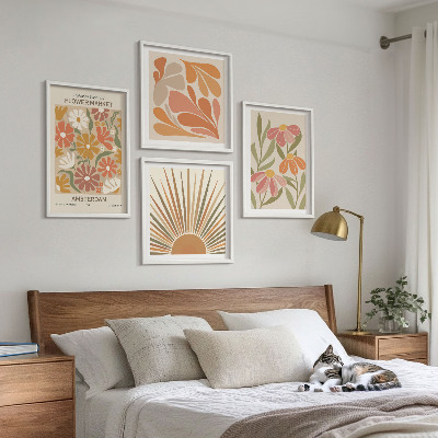 Ensemble de 4 tableaux Tournesols pastel