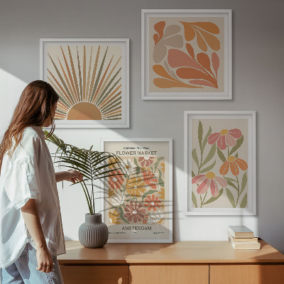 Ensemble de 4 tableaux Tournesols pastel