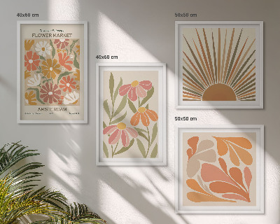 Ensemble de 4 tableaux Tournesols pastel