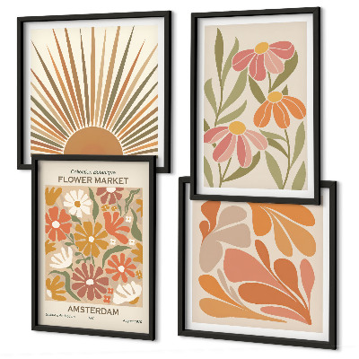 Ensemble de 4 tableaux Tournesols pastel