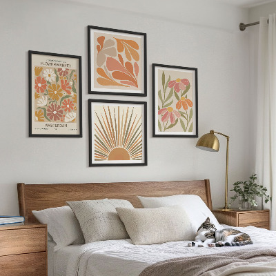 Ensemble de 4 tableaux Tournesols pastel