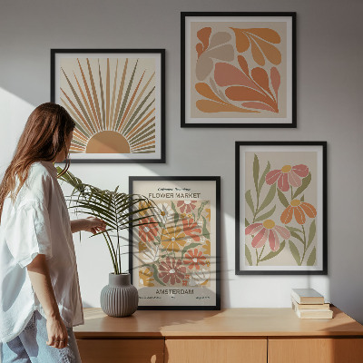 Ensemble de 4 tableaux Tournesols pastel