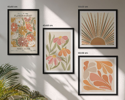 Ensemble de 4 tableaux Tournesols pastel