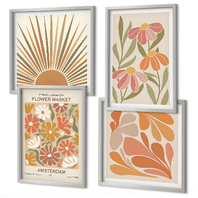 Ensemble de 4 tableaux Tournesols pastel