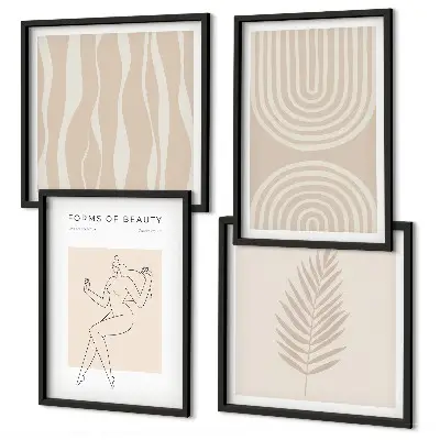 Mur de tableaux avec décorations bohèmes abstraites