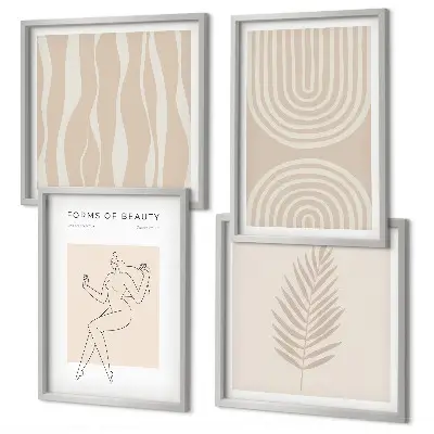 Mur de tableaux avec décorations bohèmes abstraites