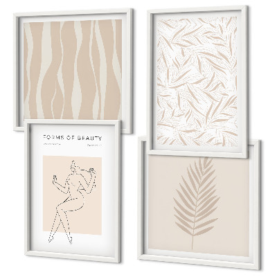 Ensemble de 4 tableaux Motifs végétaux minimalistes