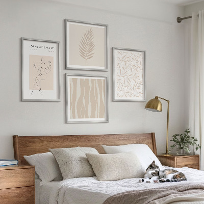 Ensemble de 4 tableaux Motifs végétaux minimalistes