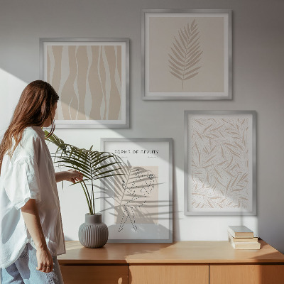 Ensemble de 4 tableaux Motifs végétaux minimalistes
