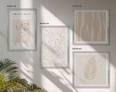 Ensemble de 4 tableaux Motifs végétaux minimalistes
