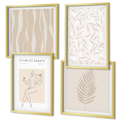 Ensemble de 4 tableaux Motifs végétaux minimalistes