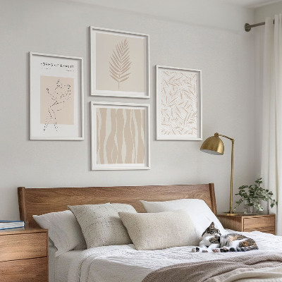 Ensemble de 4 tableaux Motifs végétaux minimalistes