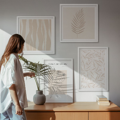 Ensemble de 4 tableaux Motifs végétaux minimalistes