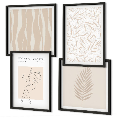 Ensemble de 4 tableaux Motifs végétaux minimalistes