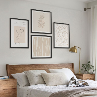 Ensemble de 4 tableaux Motifs végétaux minimalistes