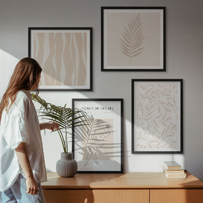 Ensemble de 4 tableaux Motifs végétaux minimalistes
