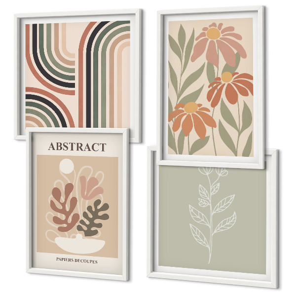 Mur de tableaux Plantes pastel abstraites