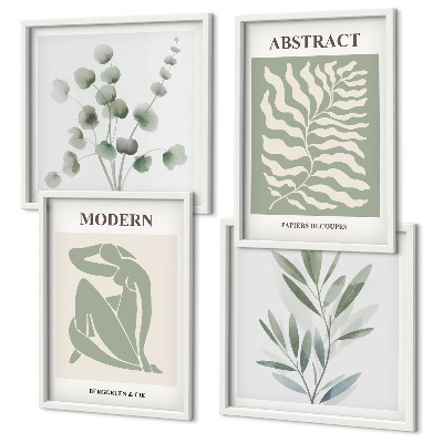 Ensemble de 4 tableaux Plantes bohèmes au design matisse