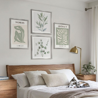 Ensemble de 4 tableaux Plantes bohèmes au design matisse