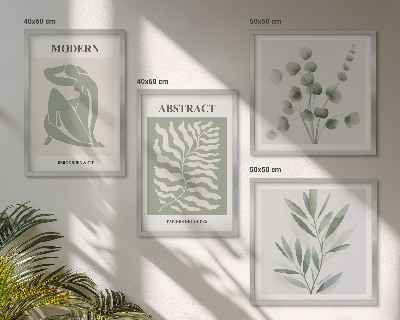 Ensemble de 4 tableaux Plantes bohèmes au design matisse