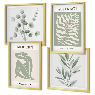 Ensemble de 4 tableaux Plantes bohèmes au design matisse