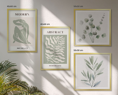 Ensemble de 4 tableaux Plantes bohèmes au design matisse