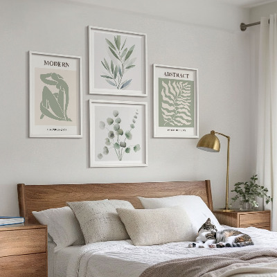 Ensemble de 4 tableaux Plantes bohèmes au design matisse