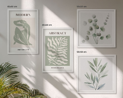 Ensemble de 4 tableaux Plantes bohèmes au design matisse