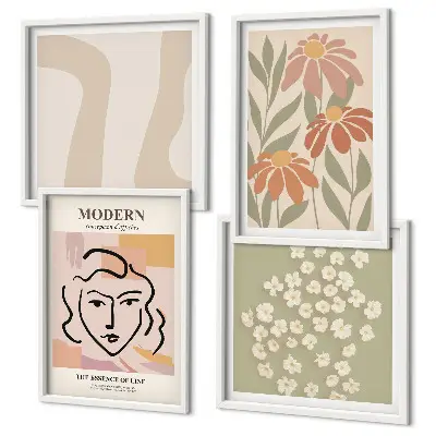 Femme abstraite moderne ensemble de 4 tableaux