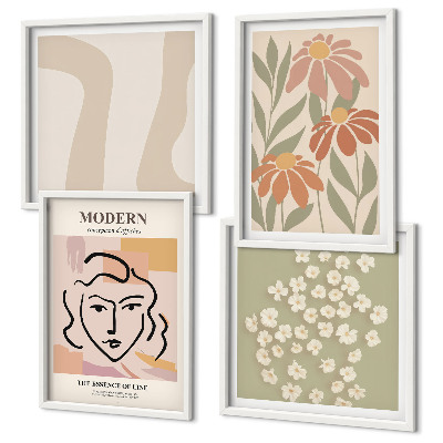 Ensemble de 4 tableaux Femme abstraite moderne