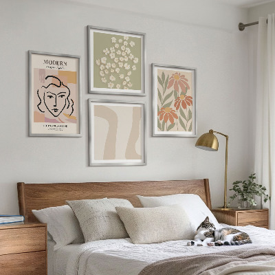 Ensemble de 4 tableaux Femme abstraite moderne