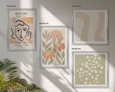 Femme abstraite moderne ensemble de 4 tableaux