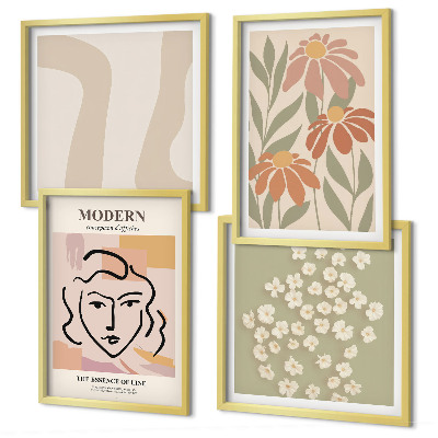 Ensemble de 4 tableaux Femme abstraite moderne