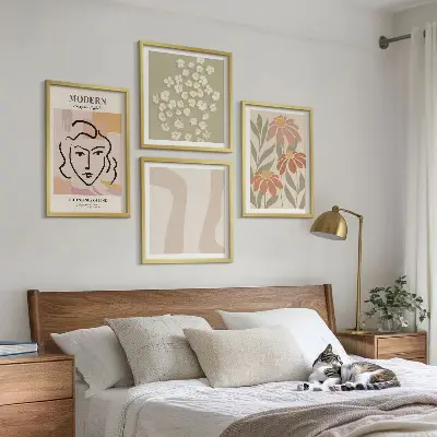 Femme abstraite moderne ensemble de 4 tableaux
