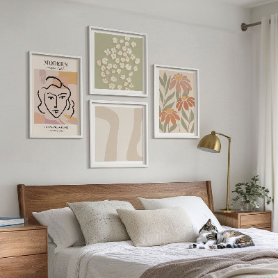 Ensemble de 4 tableaux Femme abstraite moderne