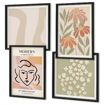 Femme abstraite moderne ensemble de 4 tableaux