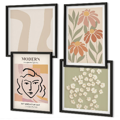 Ensemble de 4 tableaux Femme abstraite moderne