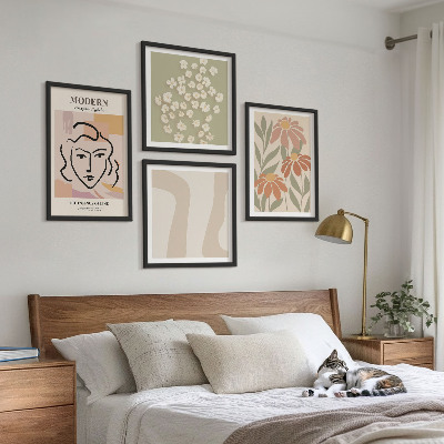 Ensemble de 4 tableaux Femme abstraite moderne