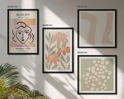 Femme abstraite moderne ensemble de 4 tableaux