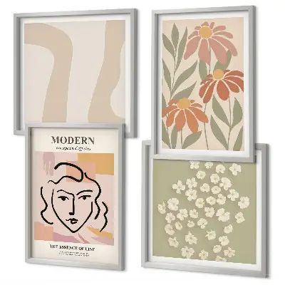 Femme abstraite moderne ensemble de 4 tableaux