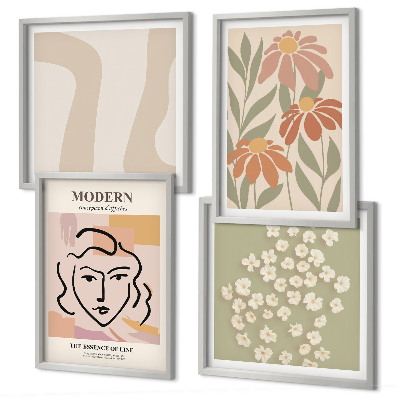 Ensemble de 4 tableaux Femme abstraite moderne