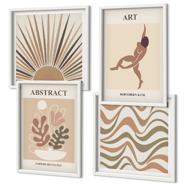 Polyptyque z cadres Motifs abstraits bohèmes de matisse