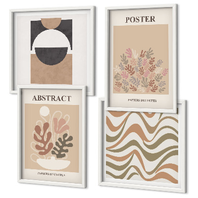 Ensemble de 4 tableaux Motifs de formes abstraites