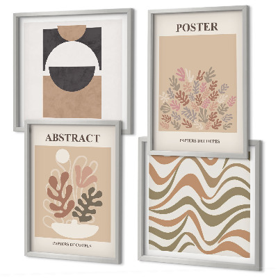 Ensemble de 4 tableaux Motifs de formes abstraites
