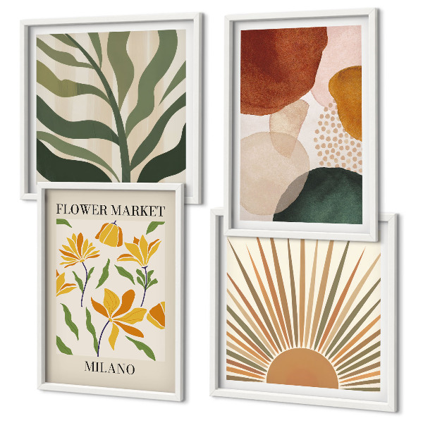 Mur de tableaux Motifs floraux abstraits
