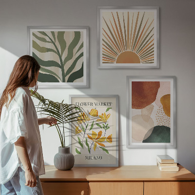Mur de tableaux Motifs floraux abstraits