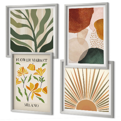 Mur de tableaux Motifs floraux abstraits